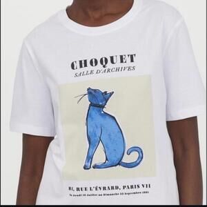 H&M White Cat Graphic T-Shirt